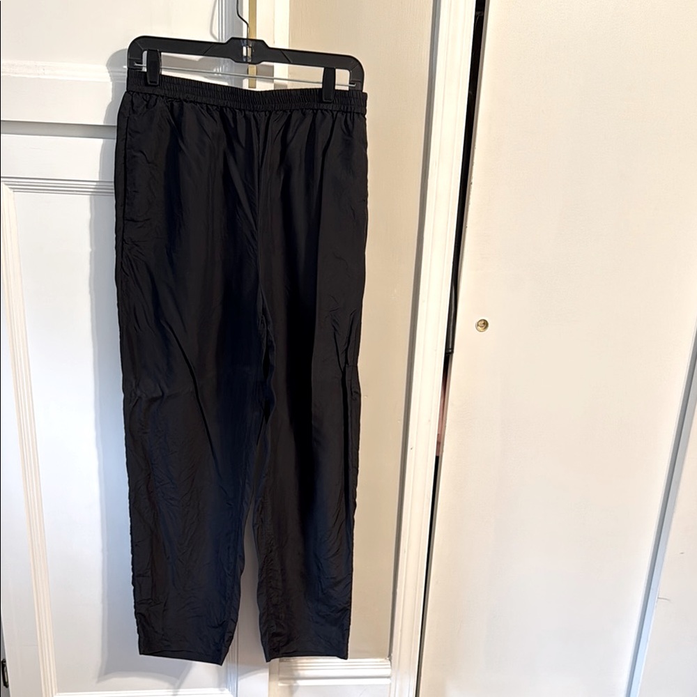 & Other Stories Black Silk Wide Leg Trousers
